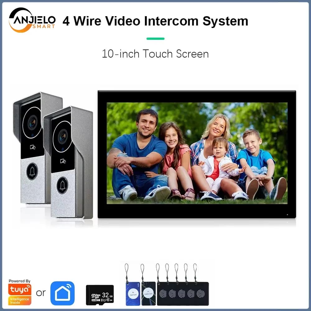 ANJIELO Home System Citofono Videocitofono Wifi Campanello in metallo Telecamera Tuya Smart 1080P Touch Monitor 10 pollici