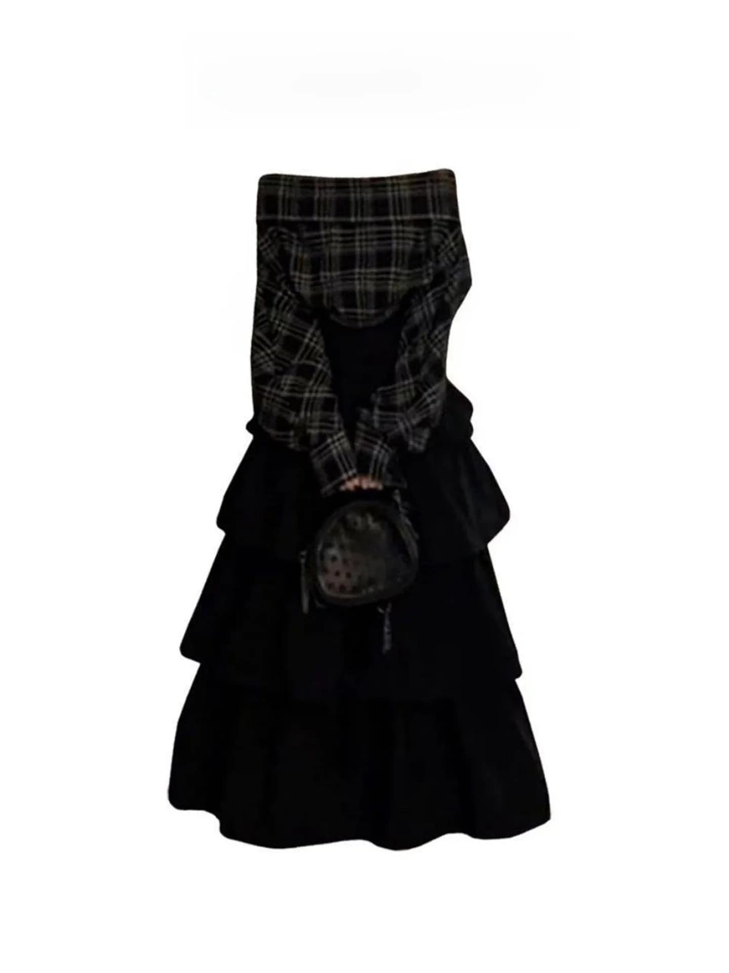 Fashionable Autumn Women's Dress with Sweat skirt and mono-slip top, casual vintage style