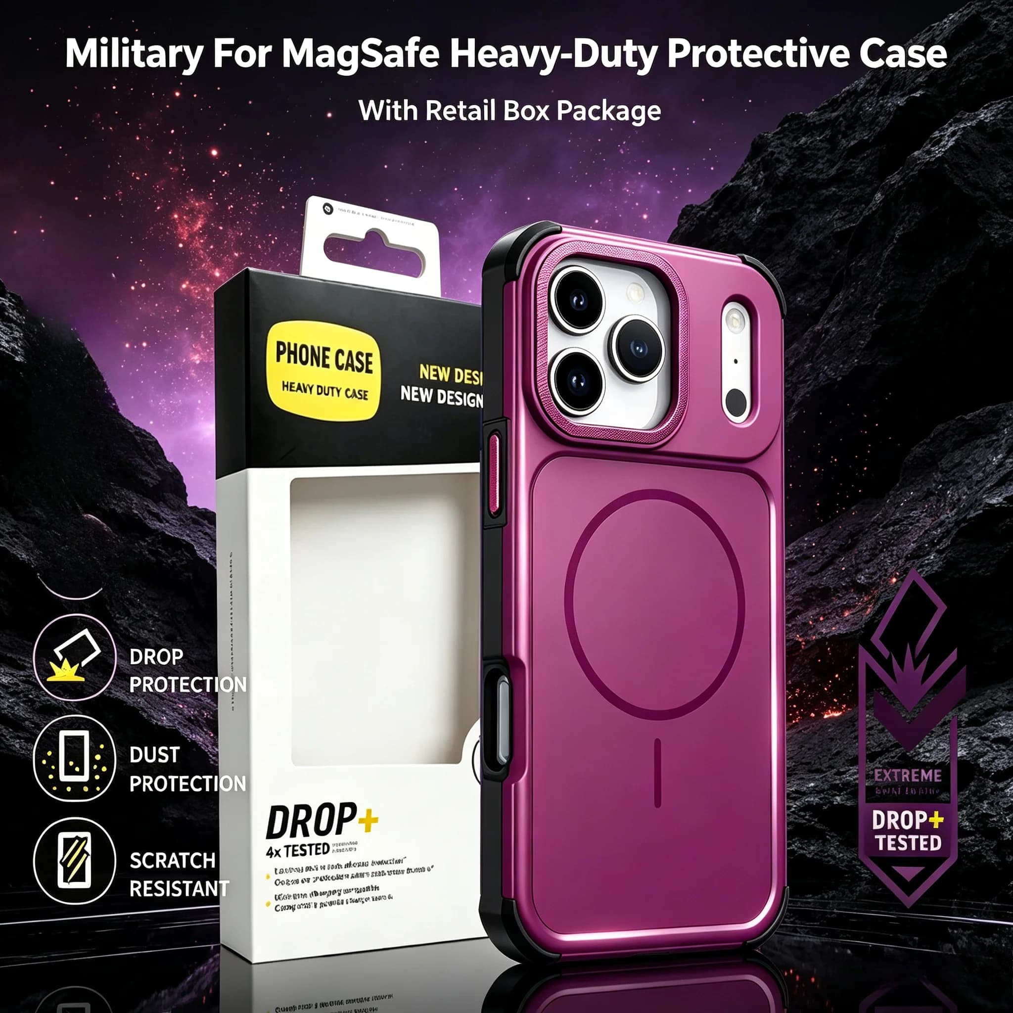 Hybrid Heavy Duty Airbag Shockproof Ott-Box Magnetic Case For iPhone 18 17 Pro Max 16 15 14 13 For Magsafe Charging Hard Cover