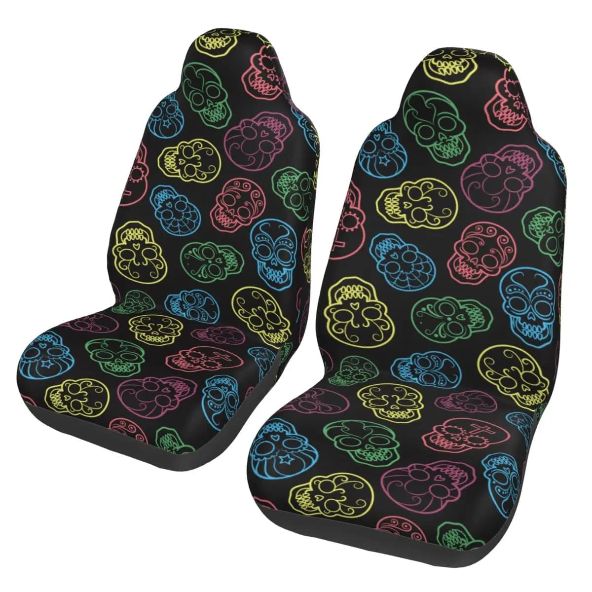 Universal Car Seat Cover with Motive Sugar Skull and Mexican Skeleton, for Interior Car, AUTOYOUTH, in Polyester, for Hunting