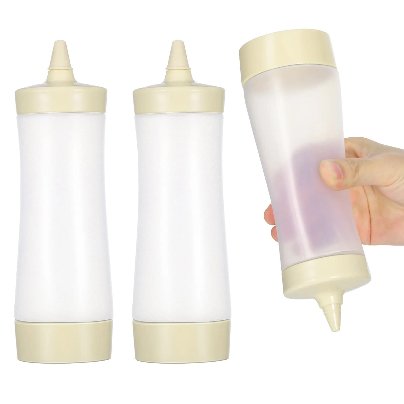 Set di 3 Flaconi Spremibili Rosa Cipria per Alimenti, Dispenser per Condimenti, Salse, Insalate, Sandwich, Pittura Artigianale, Soluzioni Detergenti