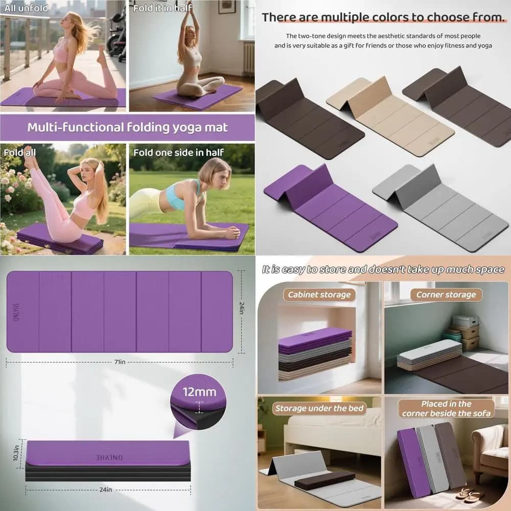 Foldable yoga mats, home workout mats, comfortable and durable, thick and portable folding mat, non-slip, thick pilates mat, O