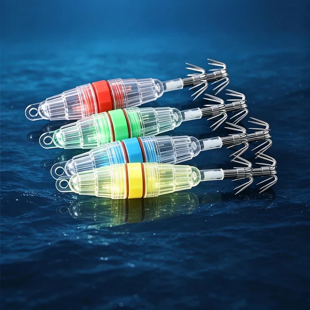 1 Pc LED Illuminated Squid Hook, Underwater Illuminated Octopus Squid Bait, Used for Fishing