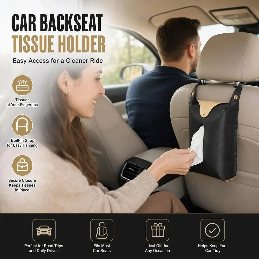 Hanging Tissue Holder Case Box PU Leather Home Car Towel Napkin Papers Dispenser Holder Toilet Tissue Box Case Table Decoration
