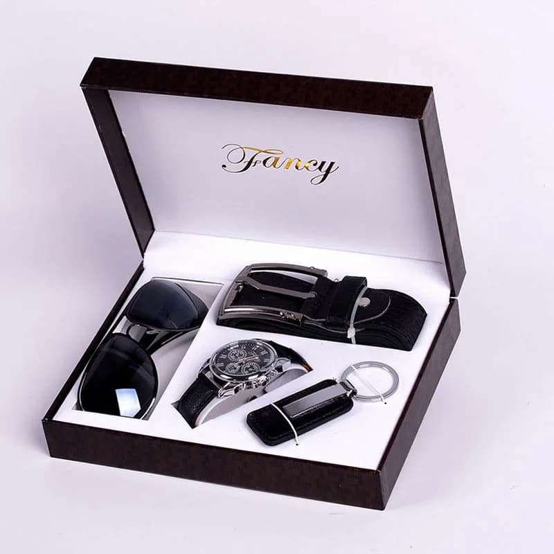 Men's Watches Business Gift Set With Box Quartz Watch Sunglasses Set Keychain for Man Husband Father's Day Birthday Gifts