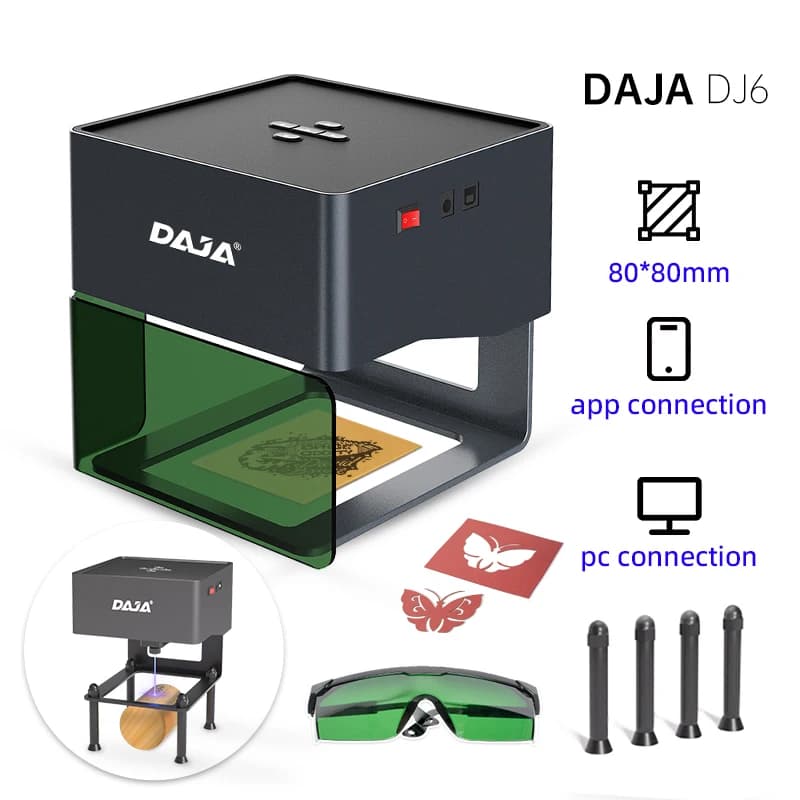 DAJA Mini Portable Laser Engraver DIY Machine Bluetooth Painted Dog Card Paper Leather Plastic Logo CNC Machine