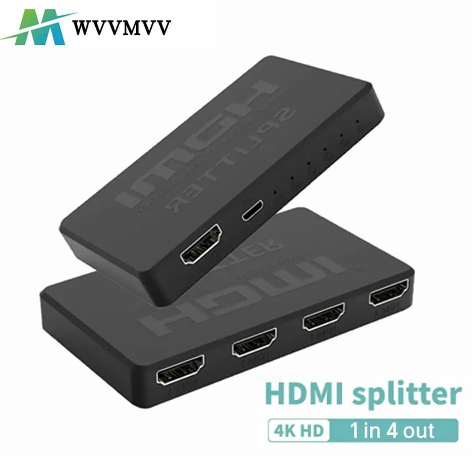 Video Switcher compatible with HDMI 4x1 HD 4K Splitter HDMI 1 in 4 out HDMI Adapter Switch HUB 2x1 for PS4 Portable Monitor Projector