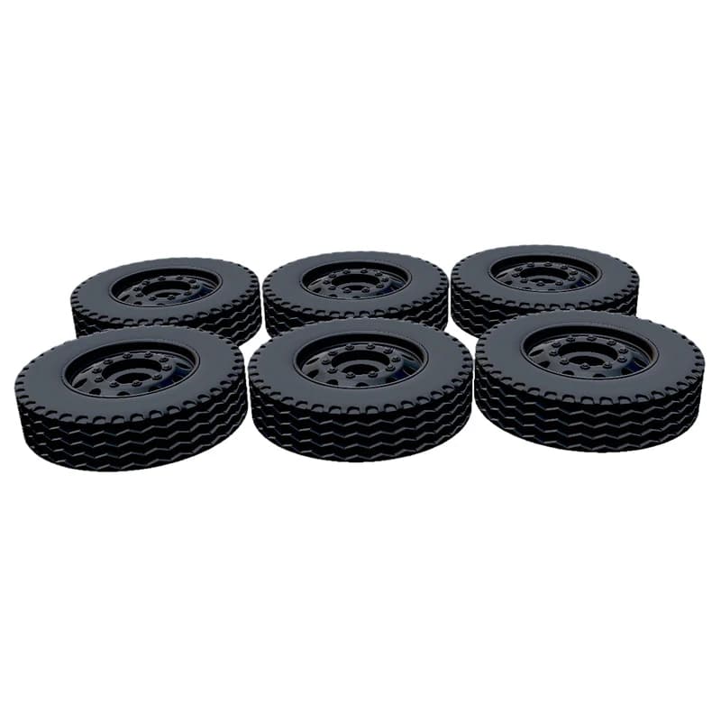 RC Vehicle 55mm Diameter TPU Soft Simulation Wheel Trailer Dual Tires Upgrades Parts for Scania 770S Heavy-duty Truck Model