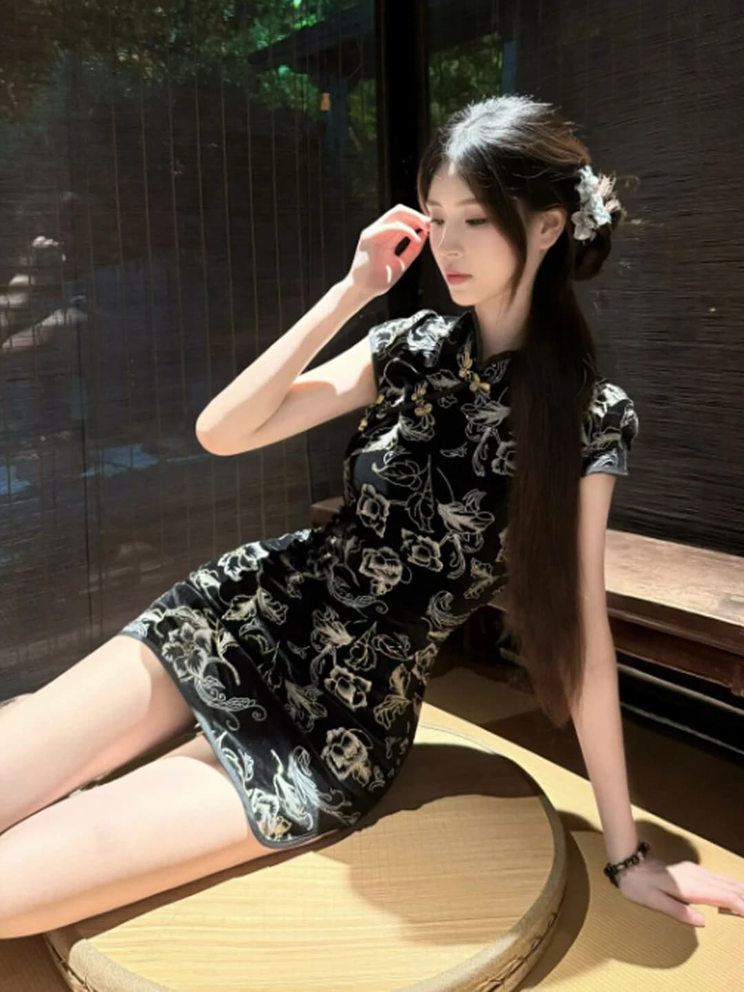 Elegant Floral Print Bodycon Short Skirt Unique Chinese National Style Dress Gentle Wind Summer Women's Fashion Dress