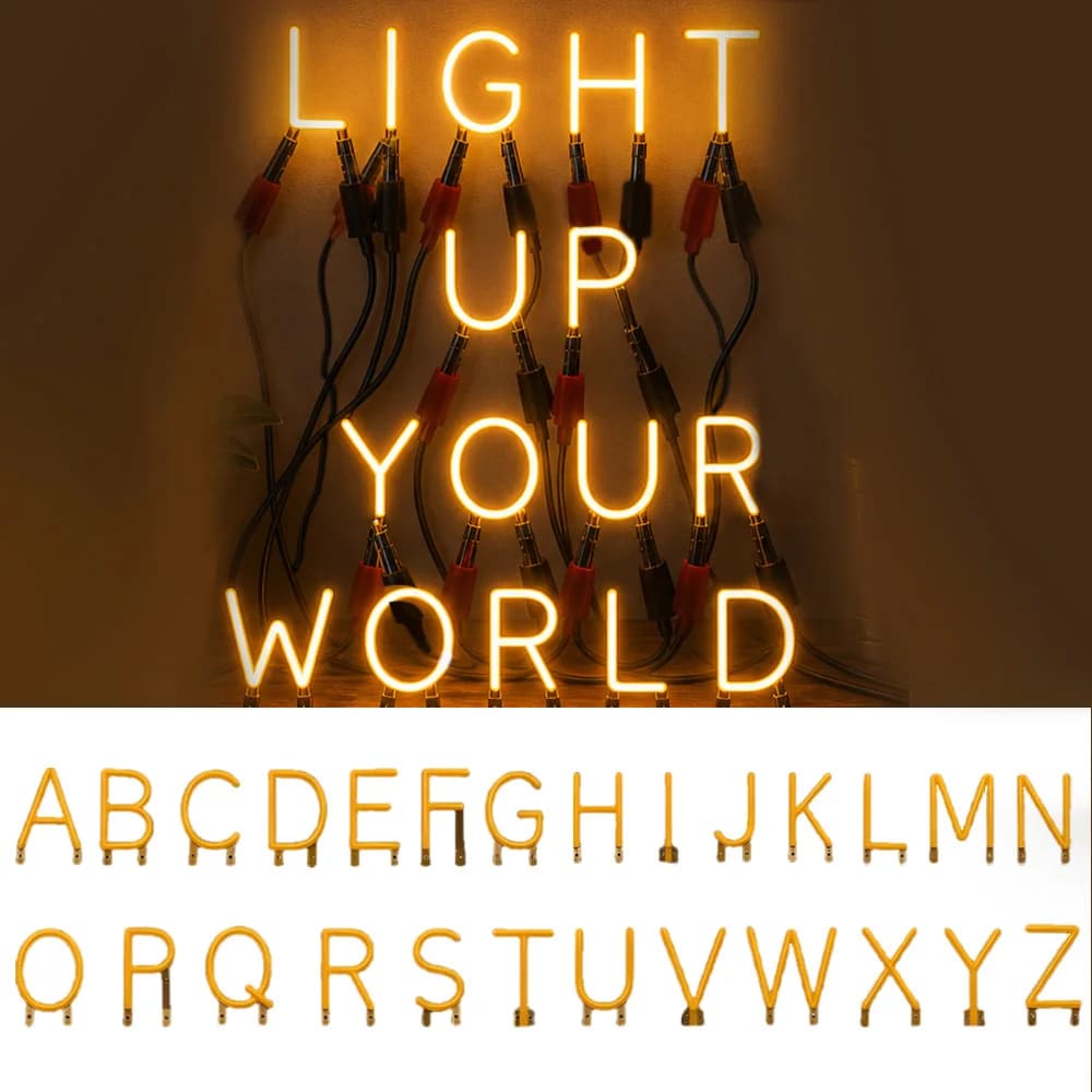 Freely Arrangeable 26 Letters LED Filament Light 3V Height 35mm Select DIY for Party Store Mood Logo Sign Ambient Decorations