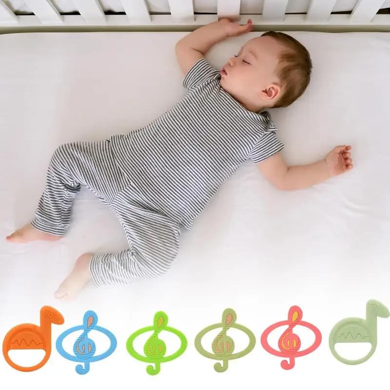Giocattoli per massaggiagengive per bambini Giocattoli per dentizione a forma di nota musicale Giocattoli per massaggiagengive in silicone Giocattoli per bambini per il Ringraziamento Natale