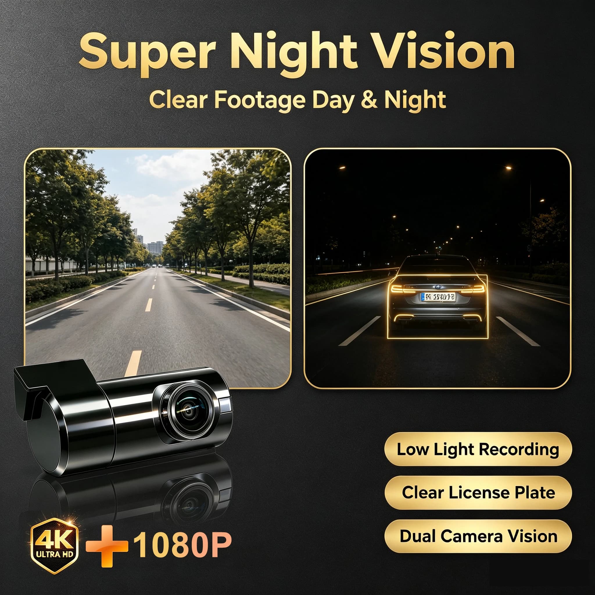 4K Dash Cam for Land Rover Discovery Sport 2015-2019, For Jaguar XF XE 2016-2021,F-PACE 2016-2021, Easy Install Car DVR Camera