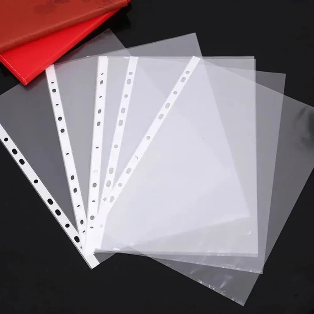 100 Pezzi Cartelle Portadocumenti Trasparenti in Plastica con 11 Fori, Protezioni per Documenti A4, Forniture per Ufficio, Raccoglitore A5