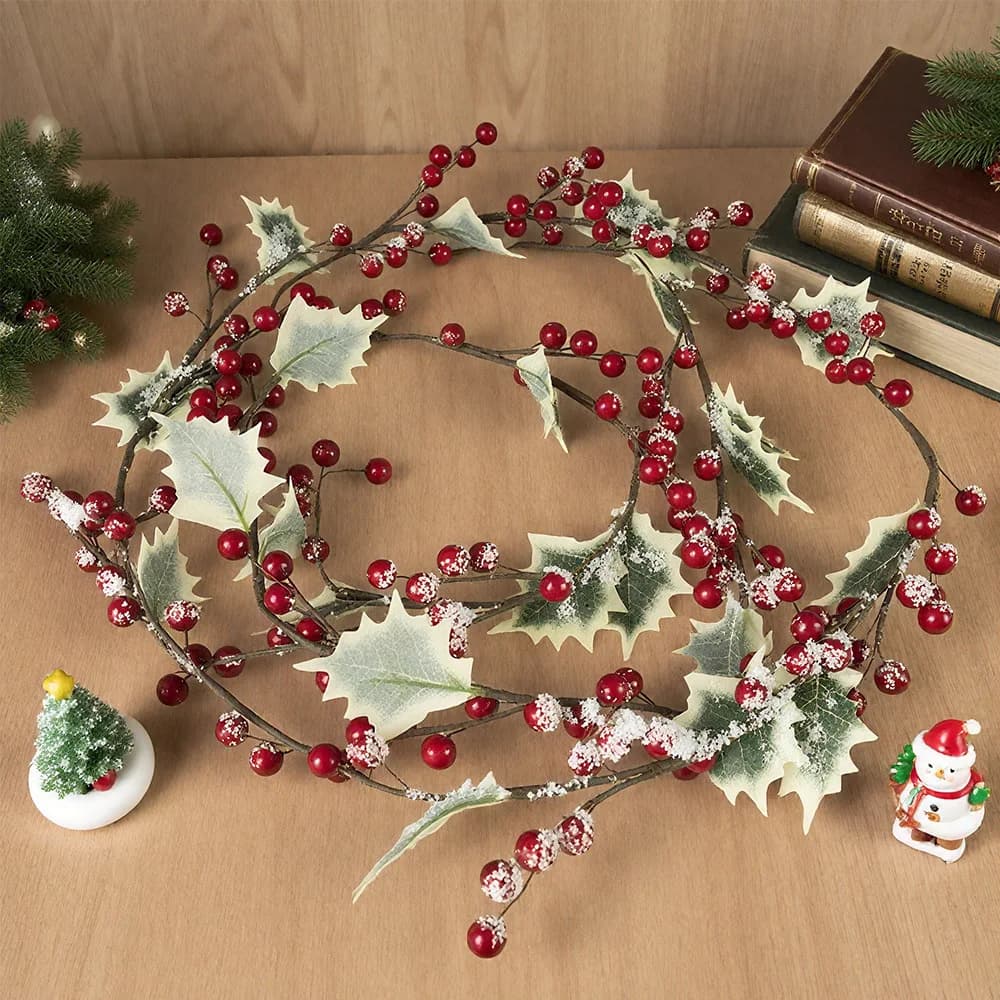 1 pcs artificial berries plant flower vine with red berries frost christmas decoration family outdoor wedding party garden screw