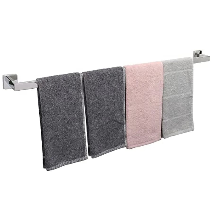 Portasciugamani da Bagno - Base Quadrata in Acciaio Inox SUS4 Rinforzato, Barra Portasciugamani per Bagno, Accessori Bagno, Asta Portasciugamani Resistente