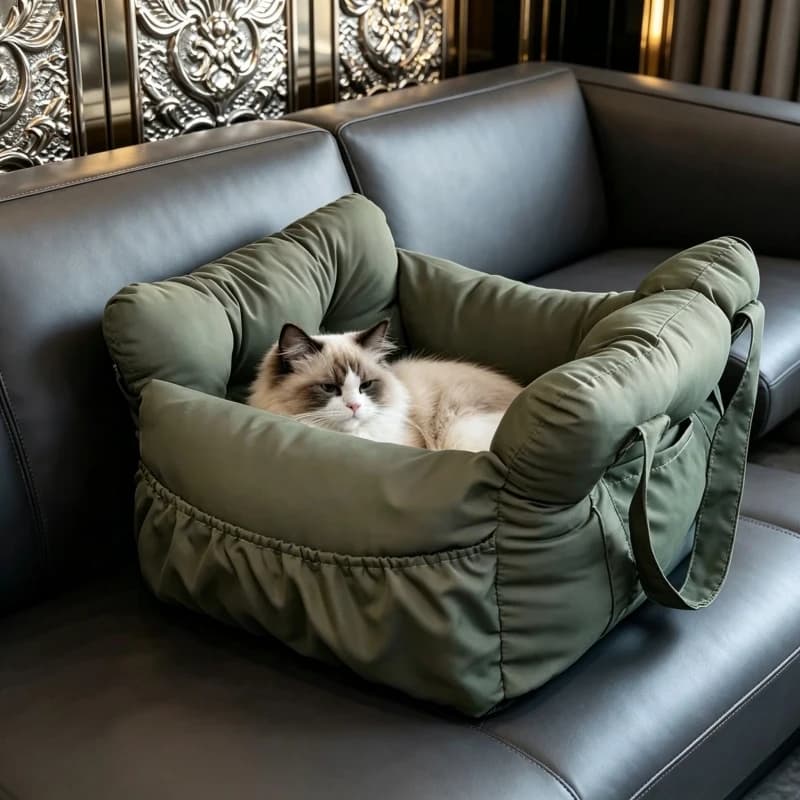 Cuccia da Viaggio Lavabile per Animali Domestici, Sedile Auto per Cani Antiscivolo con Cintura di Sicurezza per Cani di Piccola Taglia, Cinghie di Fissaggio per Viaggi in Auto