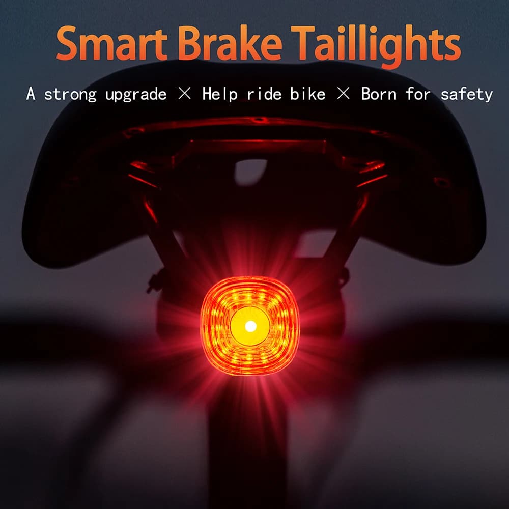Luce Posteriore per Bicicletta con Sensore di Frenata Automatico, Luce di Avvertimento LED Impermeabile IP66, Luce di Sicurezza Notturna per MTB e Bici da Strada