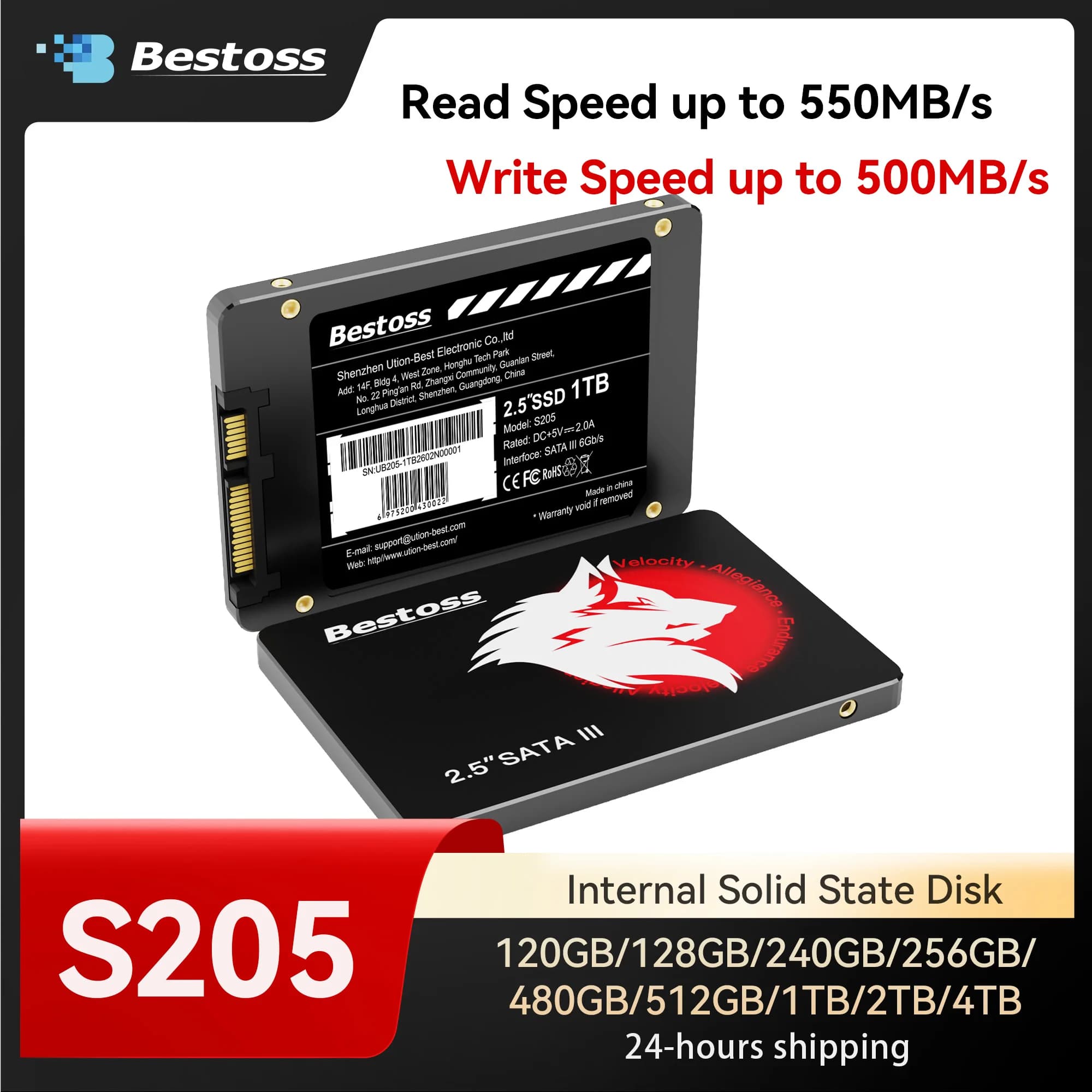 SSD Interno SATA III Bestoss da 2.5 Pollici 120GB 128GB 240GB 256GB 480GB 512GB 1TB 2TB 4TB Unità a Stato Solido per Laptop e PC Desktop