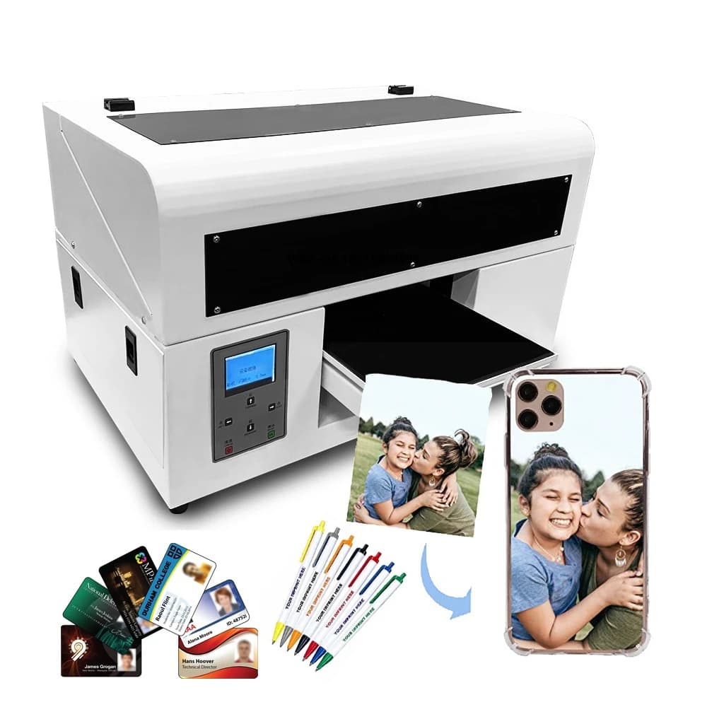 Stampante UV Flatbed Inkjet A4 DOMSEM per custodie di telefoni, acrilico, penne, palline da golf, macchine per la stampa di carte in PVC, stampante UV 3D