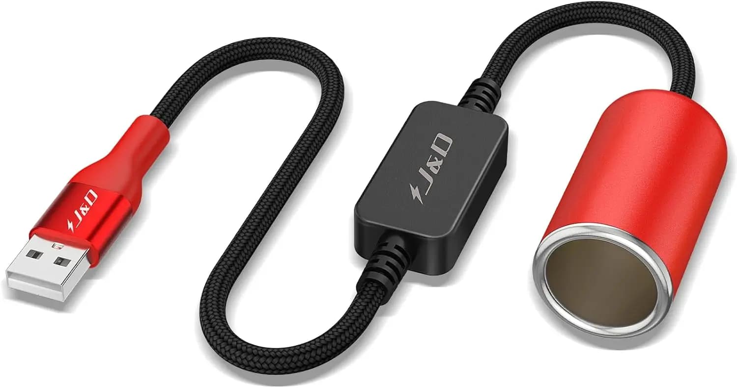 Cavo convertitore da USB A a presa accendisigari auto 12V, 30 cm, adattatore di alimentazione 18W per Dash Cam, GPS, strisce LED
