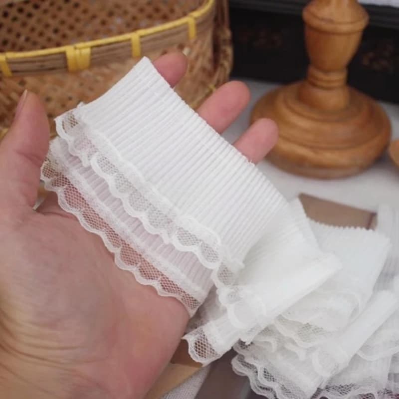 9cm wide White Double chiffon stretch lace DIY dress skirt collar cuff curtain brow sofa set trim Sewing materials supplied