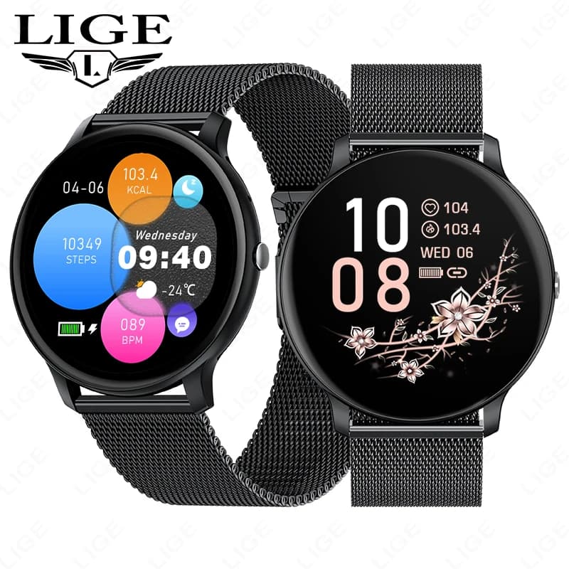 LIGE Smartwatch con schermo completamente touch, per donna e uomo, con chiamata Bluetooth, impermeabile, fitness tracker sportivo, per Android iOS