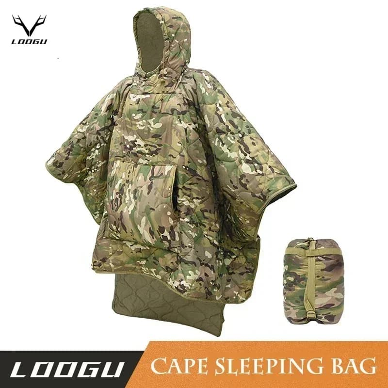 Coperta Poncho Impermeabile Mimetica Isolante, Rivestimento Caldo Invernale per Campeggio, Escursionismo, Caccia, Sopravvivenza, Emergenza, Sacco a Pelo