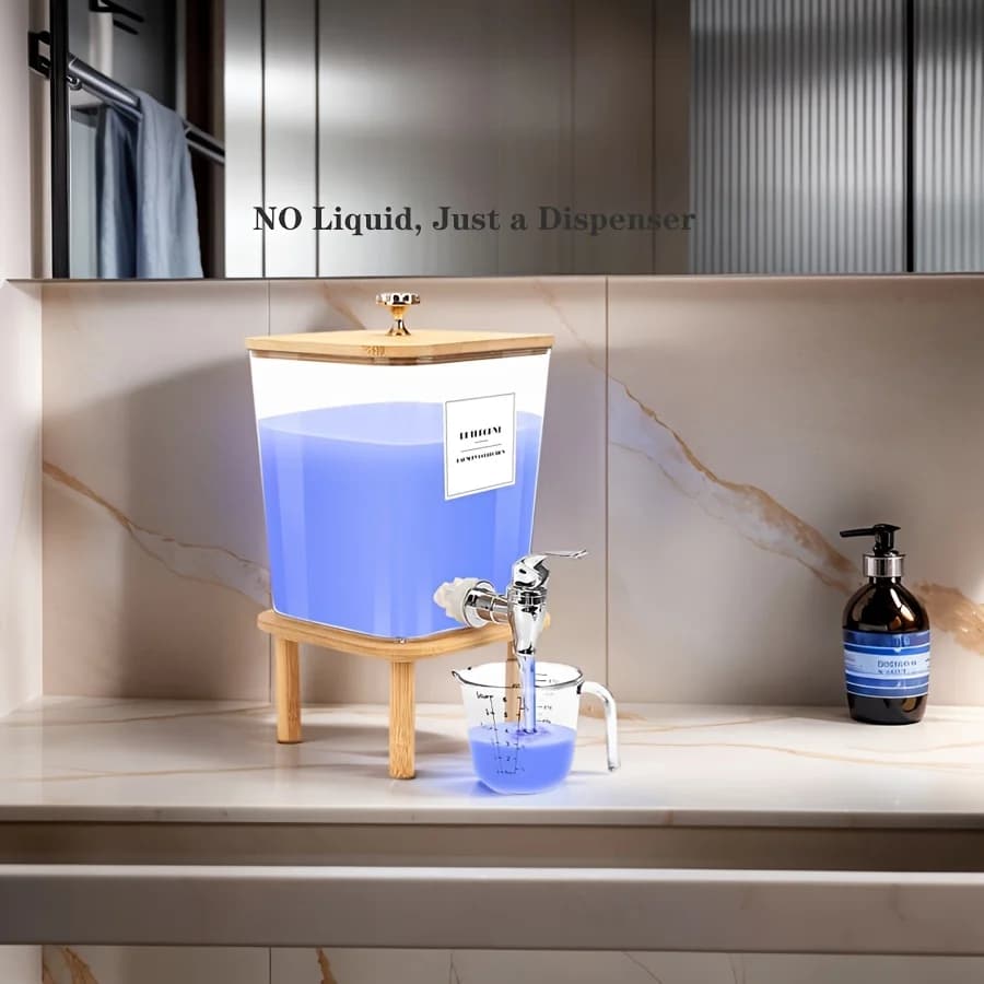 Laundry Detergent Dispenser, Plastic Liquid Laundry Soap Dispenser with Faucet Fabric Softener Container Laundry Room organizer
