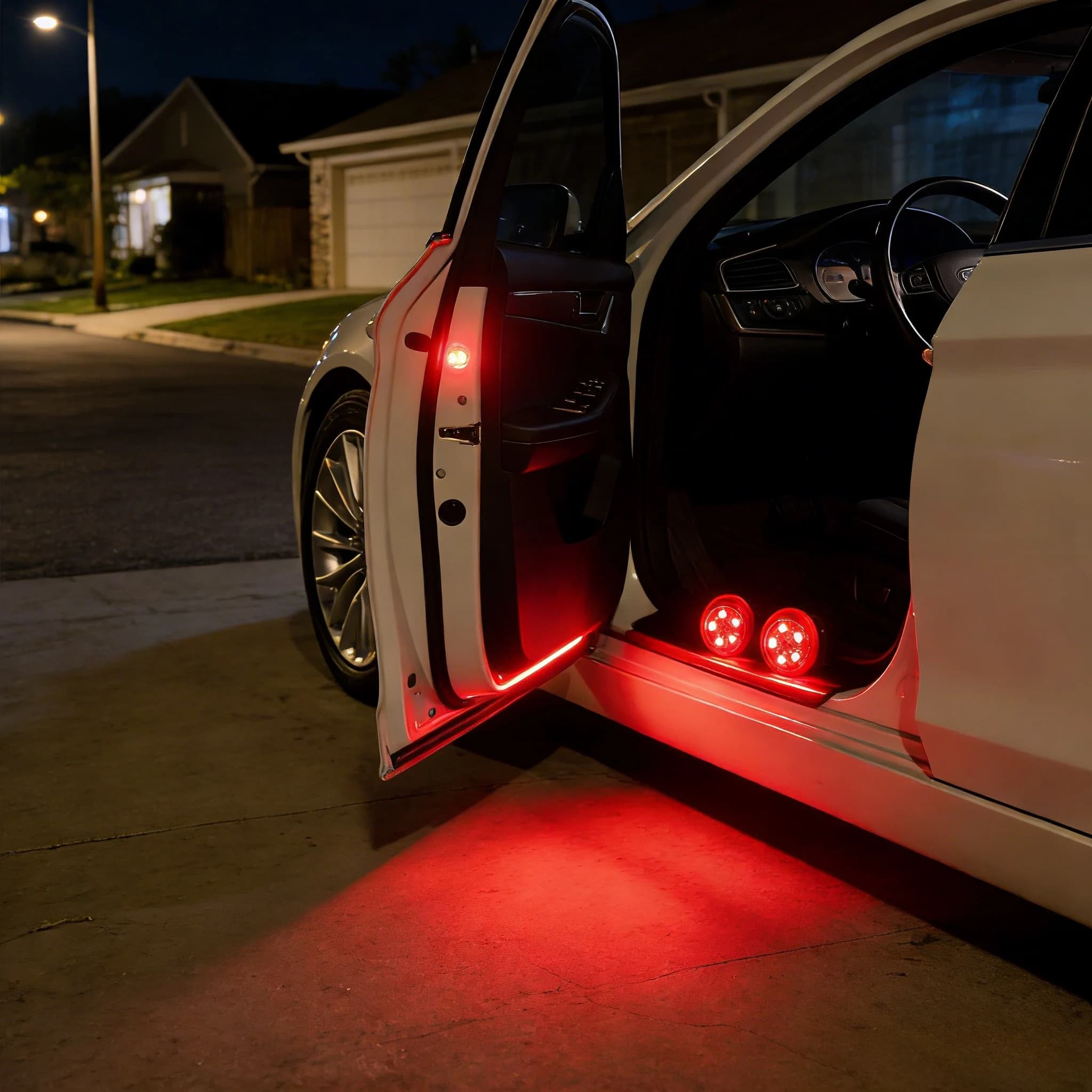 2 Pezzi Luce Universale per Portiera Auto - Lampada Wireless Anti-Collisione, LED Rosso Lampeggiante, Segnale di Allarme di Sicurezza per Parcheggio