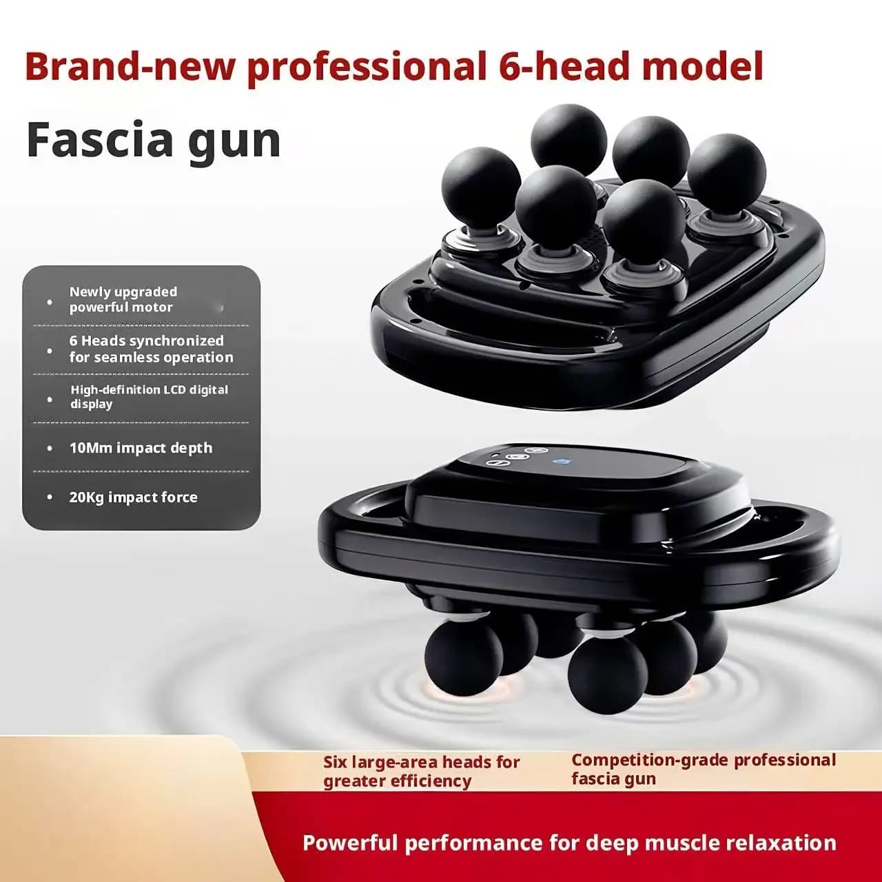 6 Heads Massage Gun Multifunctional Deep Tissue Massager High Frequency Percussion for Full Body Waist Back Muscle Relaxation