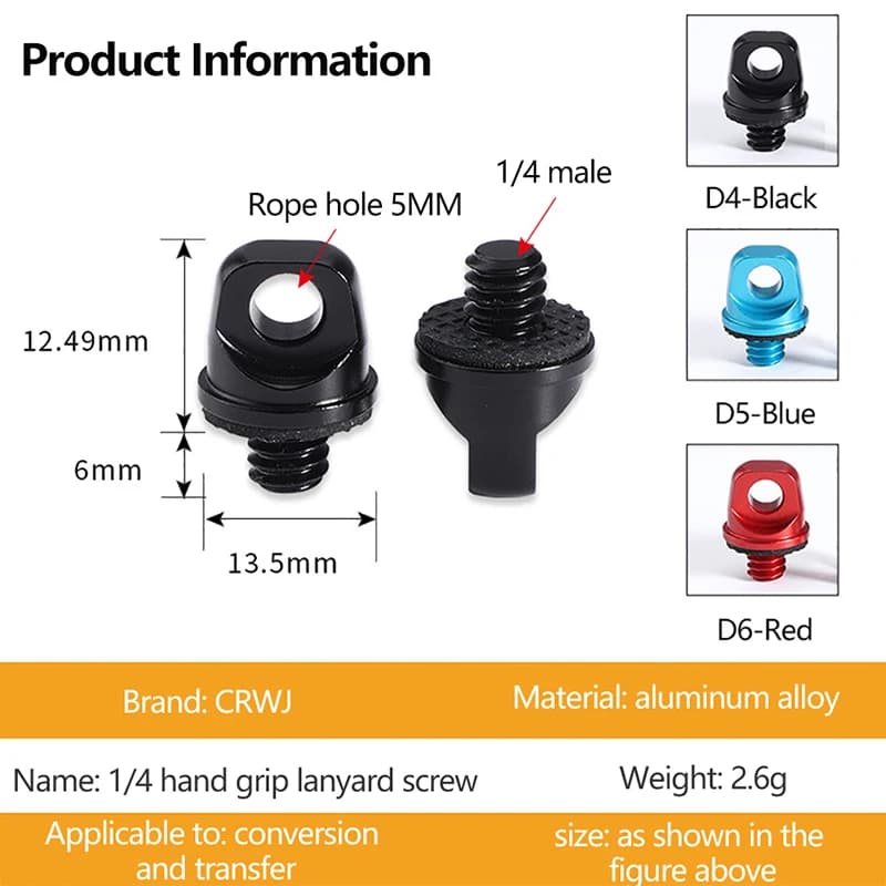 1 pz 1/4 vite per cordino 3/8 SLR fotocamera treppiede sollevamento anello a D sport accessori per fotocamere digitali anello di connessione sicuro