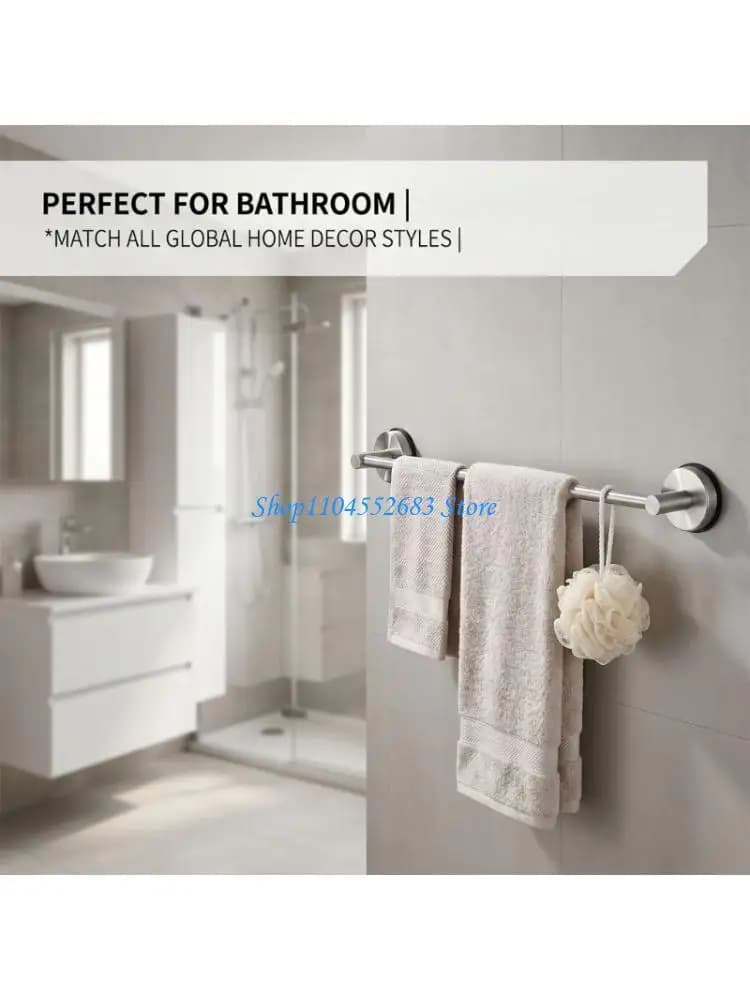 Drillless hand towel bar with suction cup base Wall Mounted Bathroom Towel Rack
