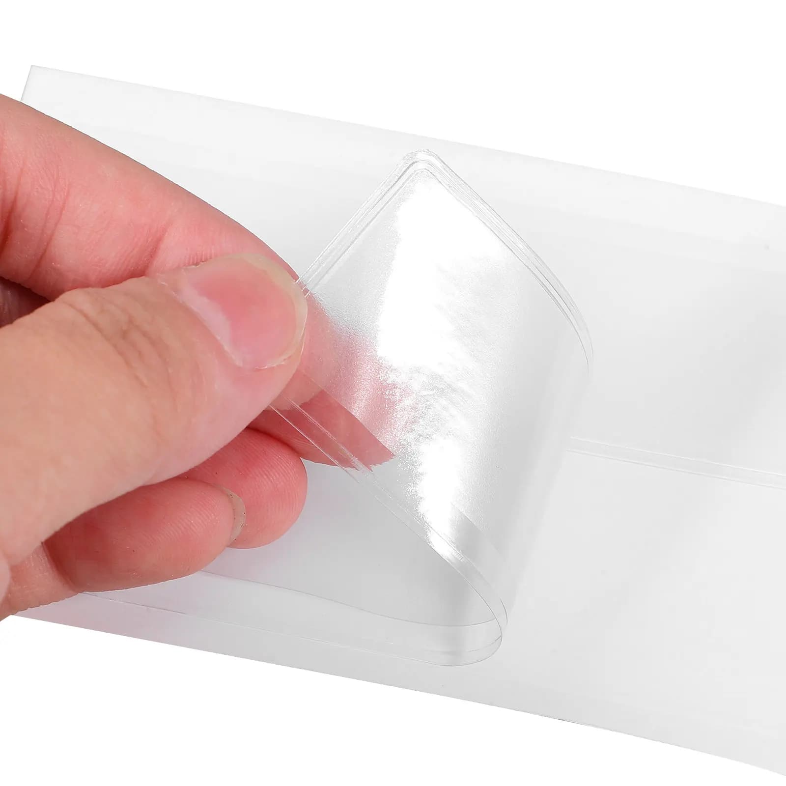 20Pcs Clear PVC Card Holder Adhesive Index Tab Sleeve File Folder Label Holder for Document Sorting Stationery Organization Tool