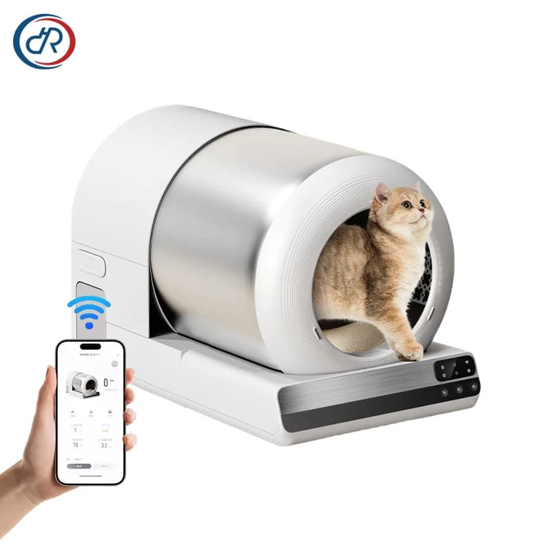 DRH Premium Cylinder Automatic Cat Litter Box APP Control 56L Self-Cleaning Smart Cat Litter Box Toilet Odor Control