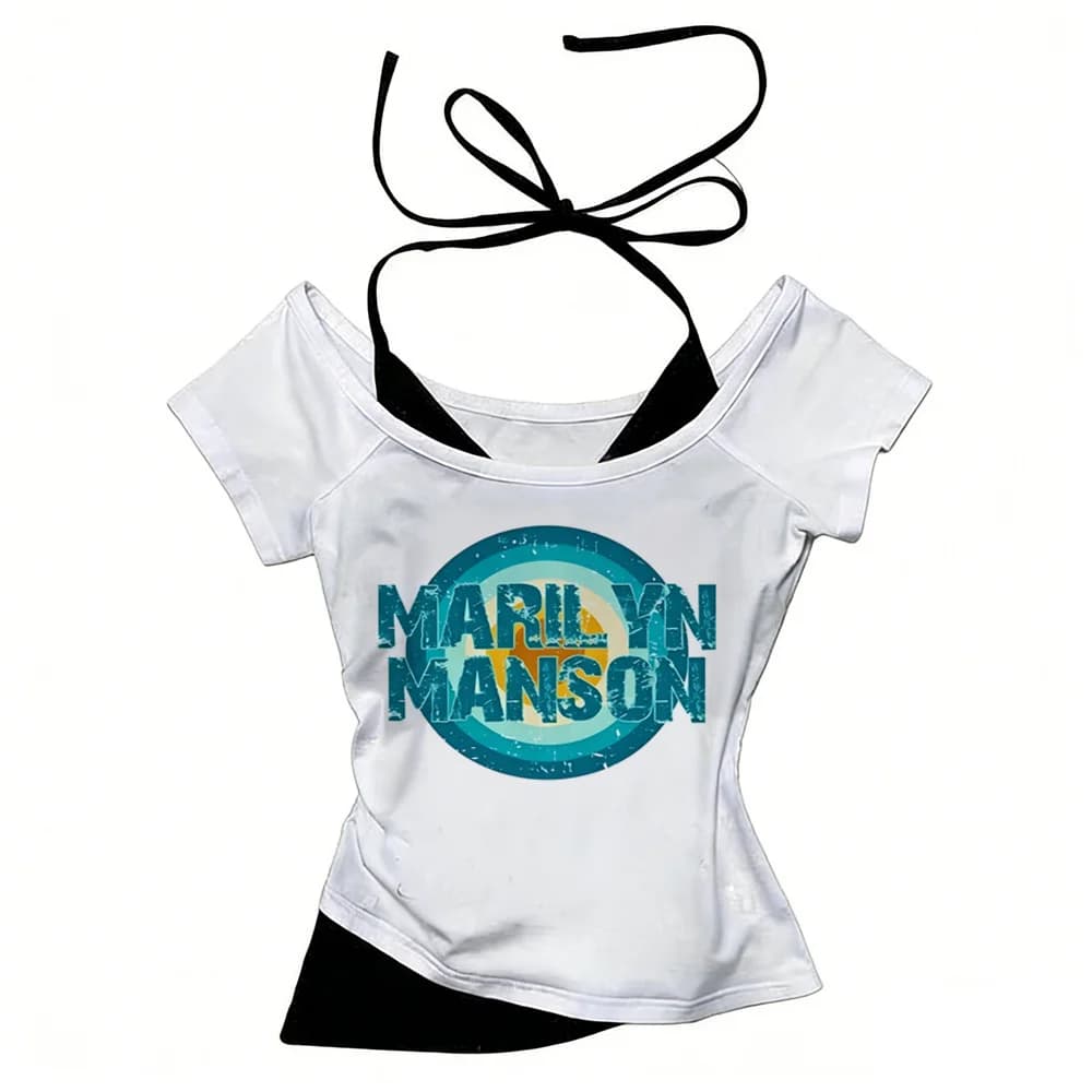 Marilyn Manson t shirt teen Retro Vintage Y2k Comfortable Trendy Pop Culture shirt Graphic 2000s women Retro