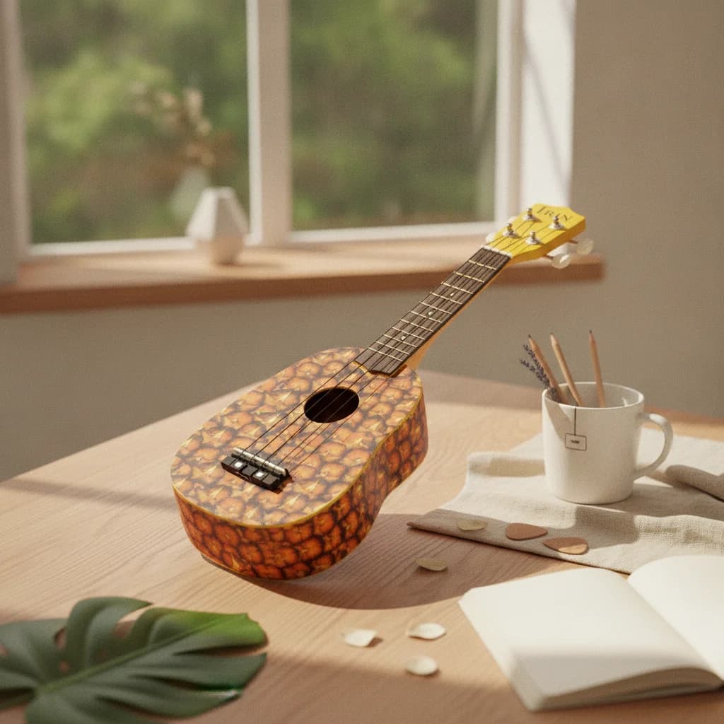 Pineapple Ukulele Basswood 21 Inch Ukulele Musical Instrument Nylon Strings Easy to Tune for Children