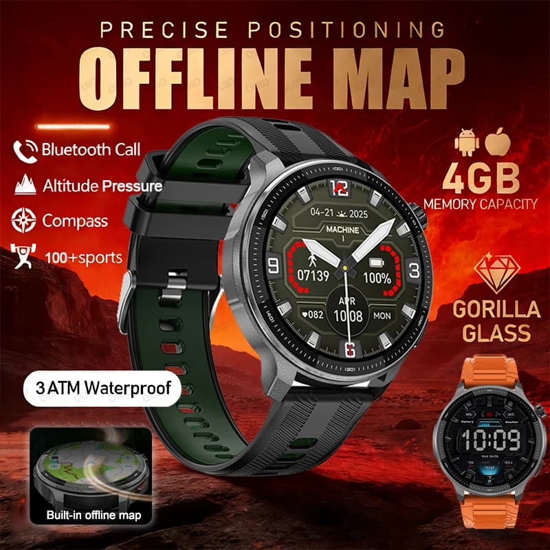 New GPS Smart Watch Integrated 4 GB GPS Memory Offline Map Altitude Pressure compass 3ATM Sports smart watch with waterproof heart rate