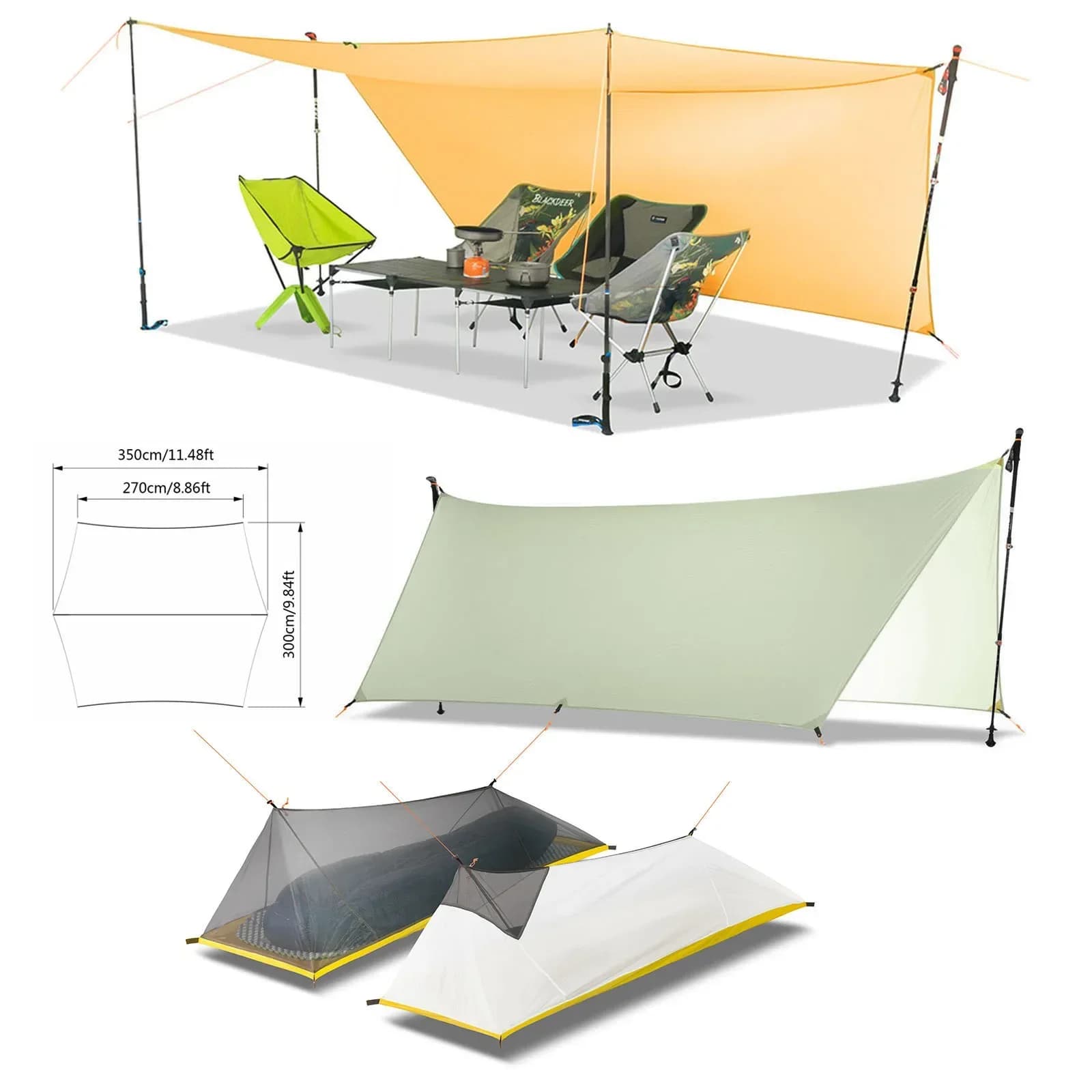 Ultralight 450g 20D Double-Sided Silicon Coating Nylon Tarp Sun Shelter Beach Tent Camping Flysheet Pergola Awning Canopy Tarp
