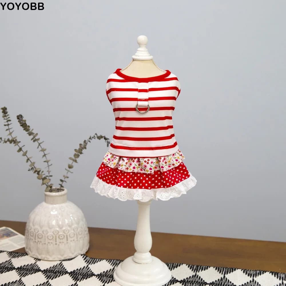 Comfortable Cute Striped Dog Dress Breathable Soft Summer Pet Clothes Thin Design Cat Vest Harness Spring