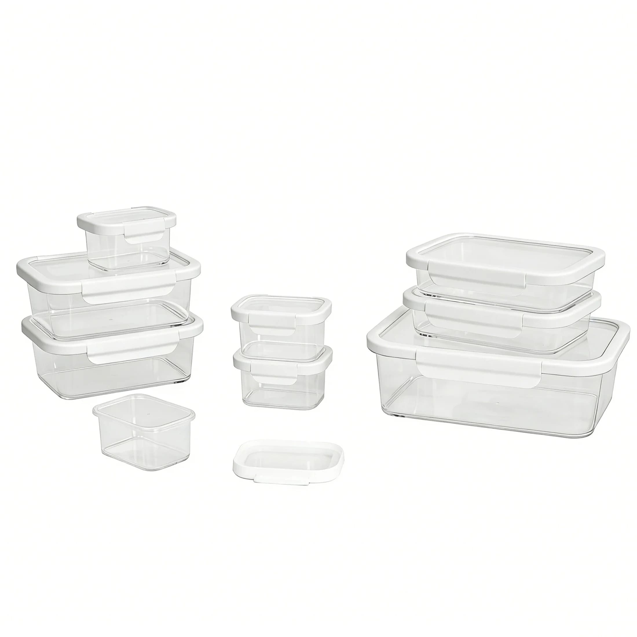 Rectangle Tritan Food Storage Container with Tritan Lid. Set Of 9, 18 Pieces, Ideal Use for Meal Prep and Batch Cooking