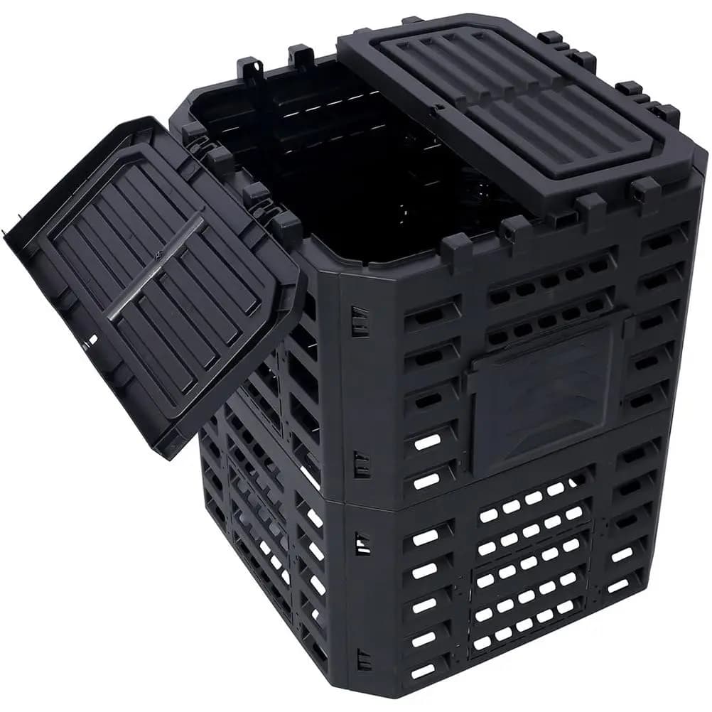 Compost Bin Outdoor, BPA Free Recycled Plastic Composting Tumbler, Garden Waste Composter Barrel with Lid and Aeration