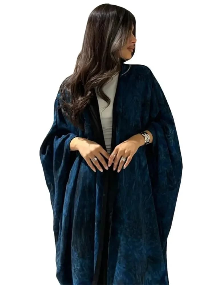 Abbigliamento Eid Mubarak Dubai Elegante abaya lungo tie dye per abito lungo con maniche a pipistrello da donna musulmana