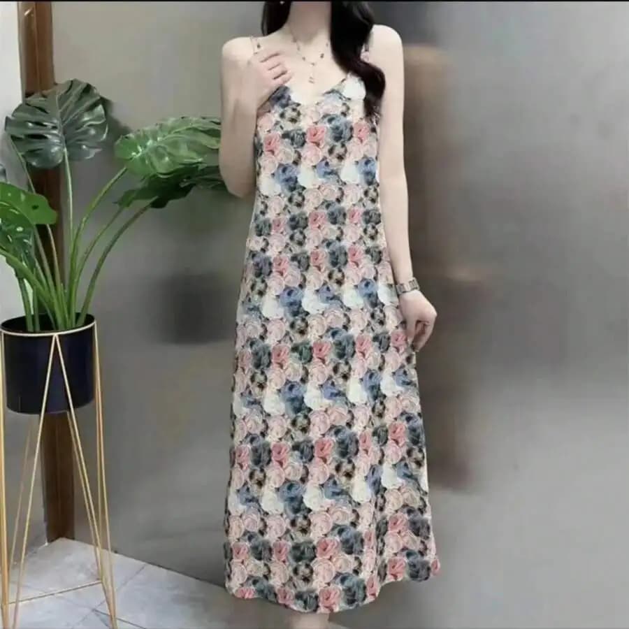 Elegante Abito Lungo Senza Maniche con Stampa Floreale per Donne