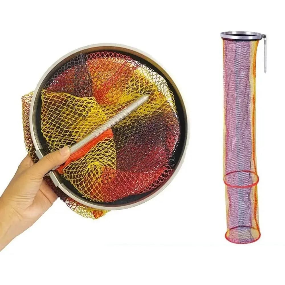 Reti da Pesca Pieghevoli Portatili 90/150/200cm, Gabbia per Gamberetti con Bordo ad Anello, Cesto Anti-salto, Borsa a Rete ad Asciugatura Rapida, Attrezzo da Pesca