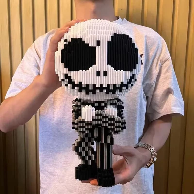 Scheletro di Halloween da 33 cm, Zucca Jack Skellington, Blocchi da Costruzione, Modellino 3D, Decorazione da Scrivania, Regalo per Bambini per Festività