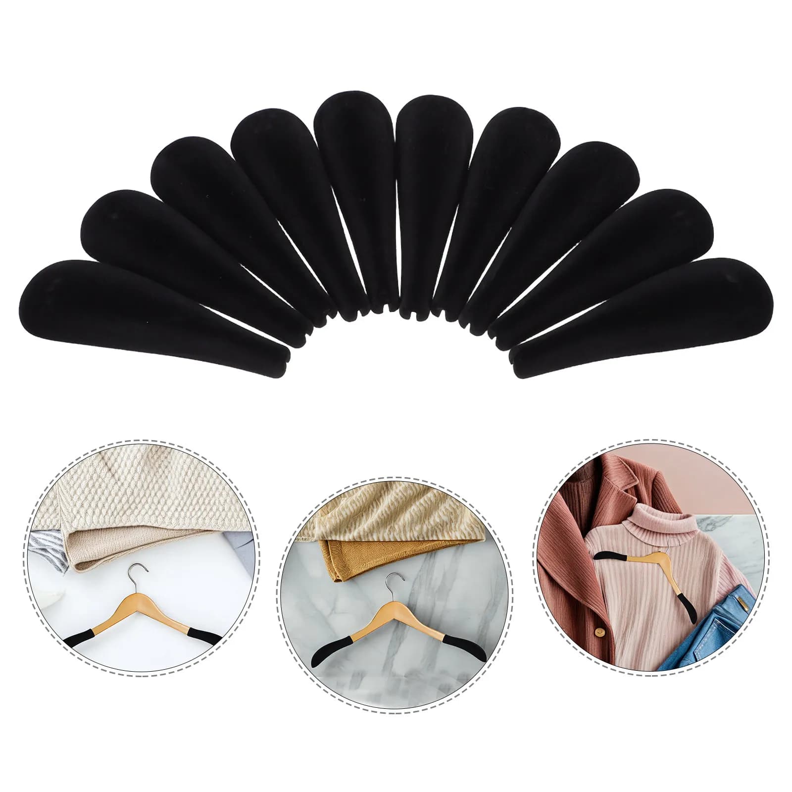 20Pcs Clothes Hanger Shoulder Pads Flocking Non-Slip Shaper Support for Coats Sweaters Jackets Shirts Heavy Duty Plastic Hanger