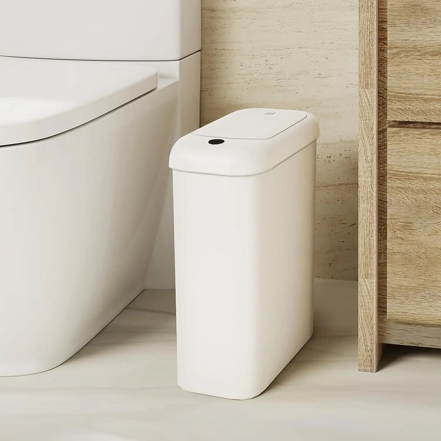 Cestino per Rifiuti Slim Senza Contatto, 2,6 Galloni, Impermeabile con Sensore di Movimento per Bagno, Ufficio, Cucina, Bianco