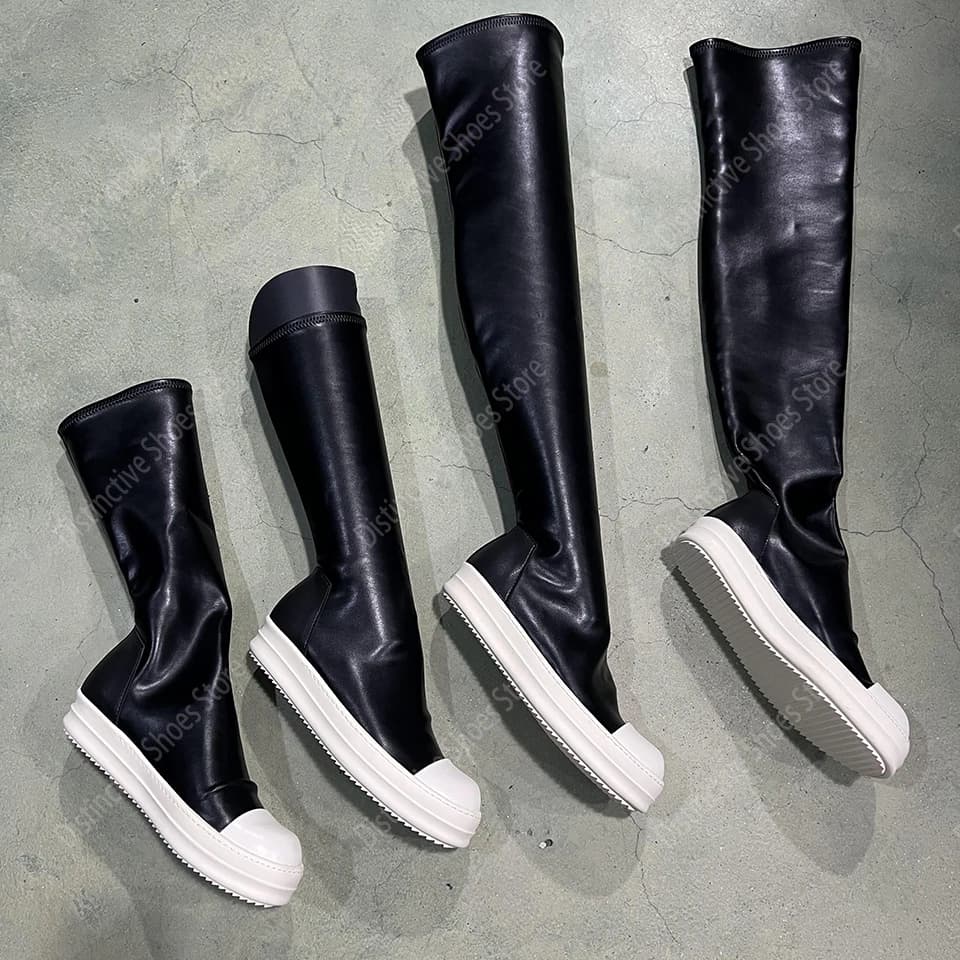 Goddess Boots Pleated Inverted Boots Stretch Boots Knee High Sheepskin Boots Casual Men's And Women's Shoes Brand Couple Flat