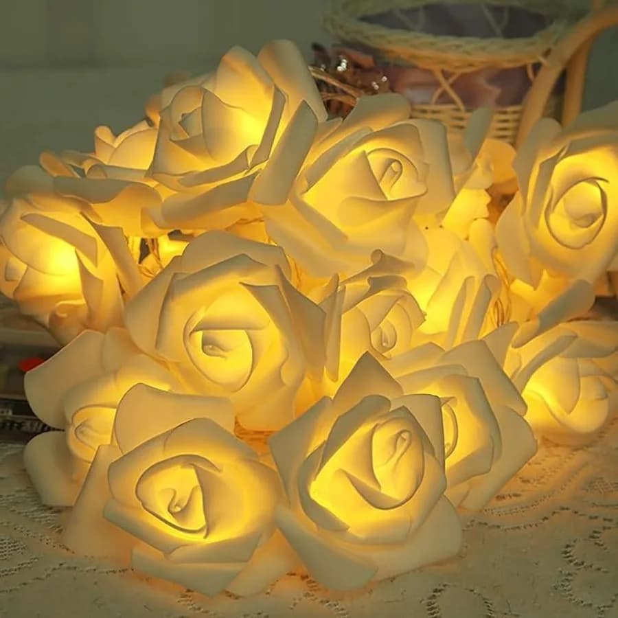 Luci a stringa a LED a forma di rosa per camera da letto, feste, matrimoni, San Valentino, compleanni, Natale: 9,8 piedi, 20 LED, effetto floreale artificiale