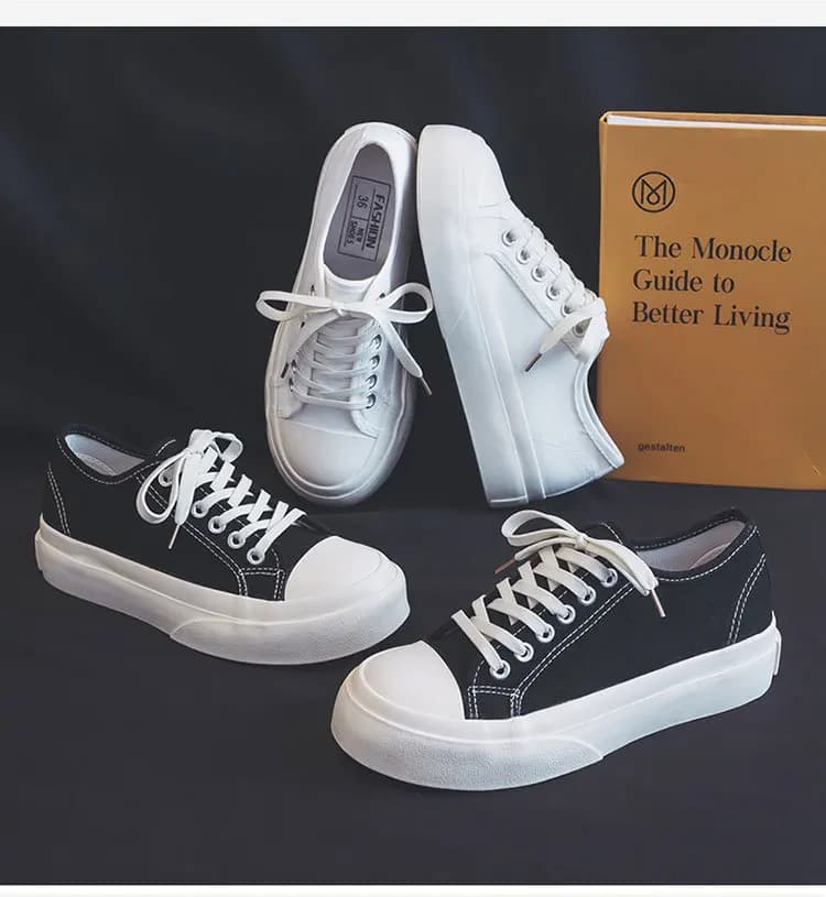 Sneakers classic and versatile cream color, new style, breathable, light, cute, wide toe shoes, canvas shoes with thick sole